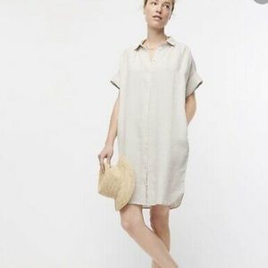 J Crew Baird McNutt Irish Linen Shirt Dress Beige